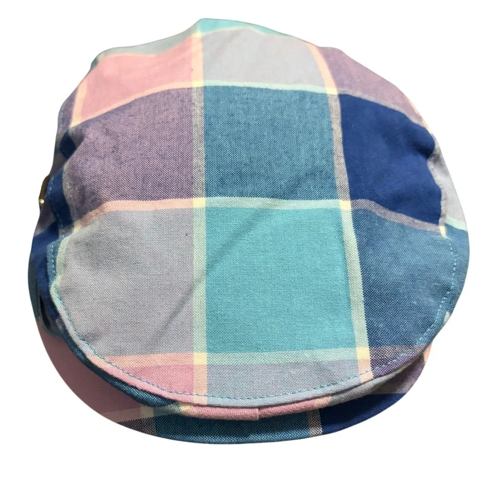NEW Janie and Jack Plaid Newsboy Cap 6 to 12 Months Pink Blue Hat Baby Boy Gift